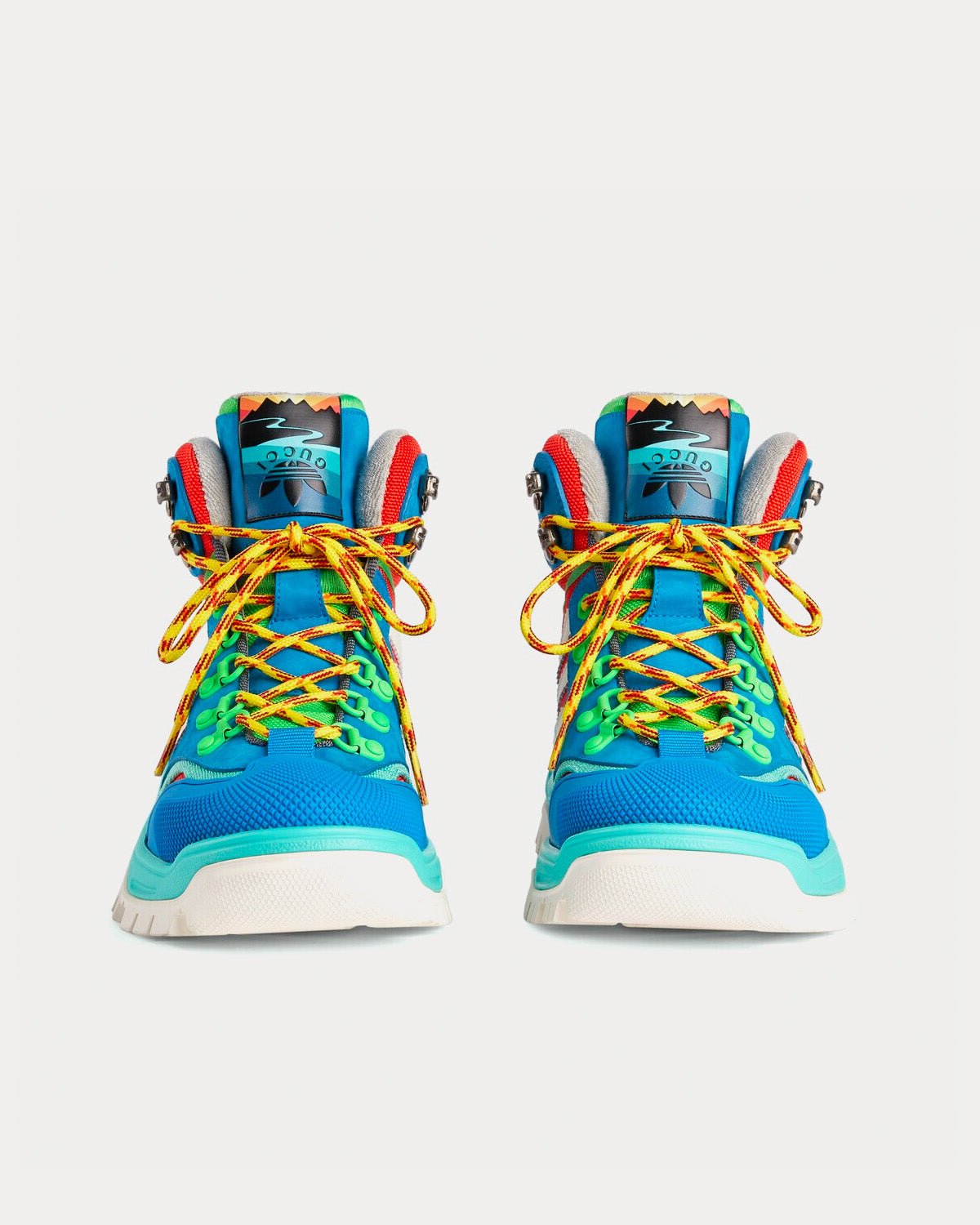 Baskets montantes à lacets en toile technique Adidas x Gucci vert clair/bleu/rouge – Image 2