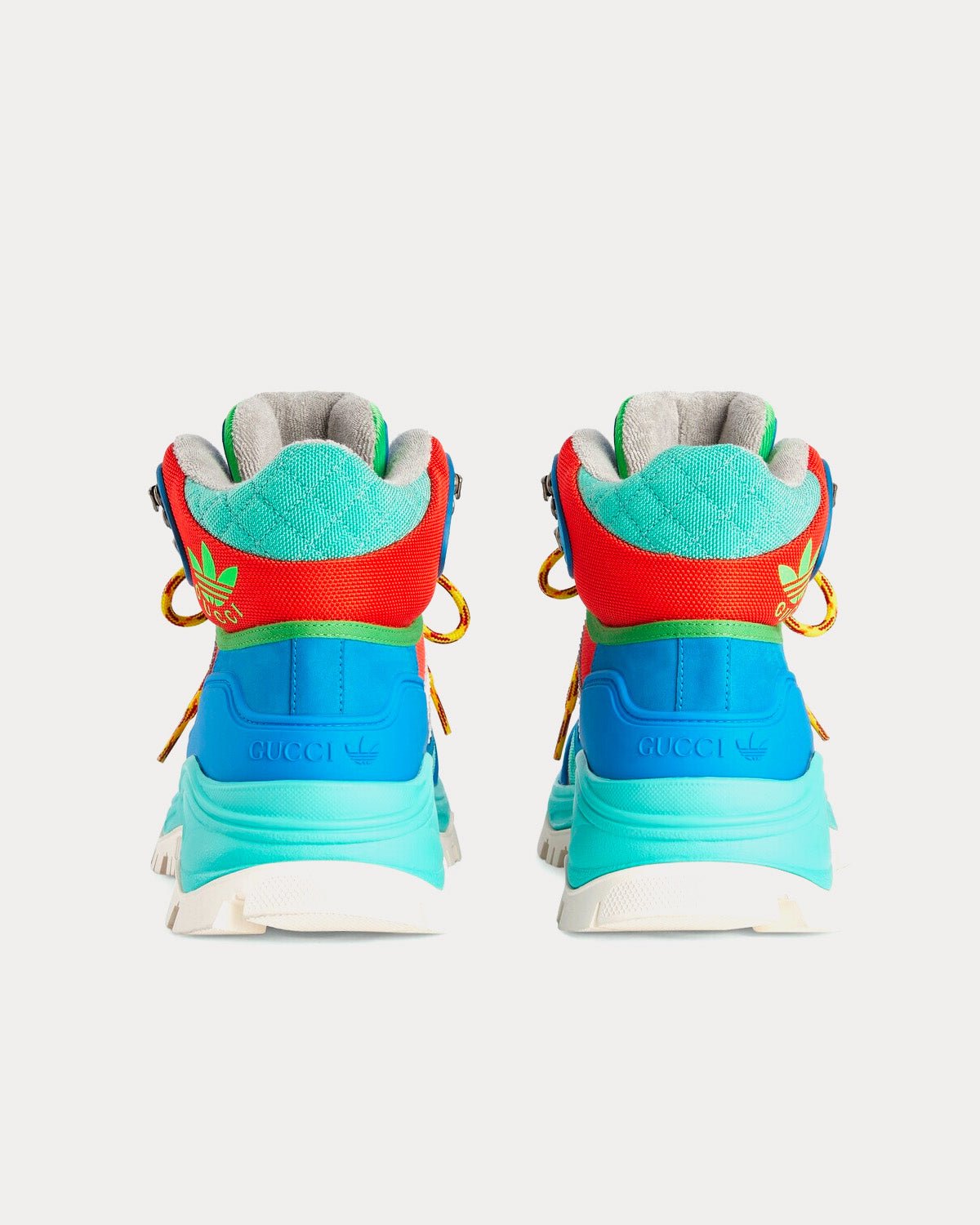 Baskets montantes à lacets en toile technique Adidas x Gucci vert clair/bleu/rouge – Image 4