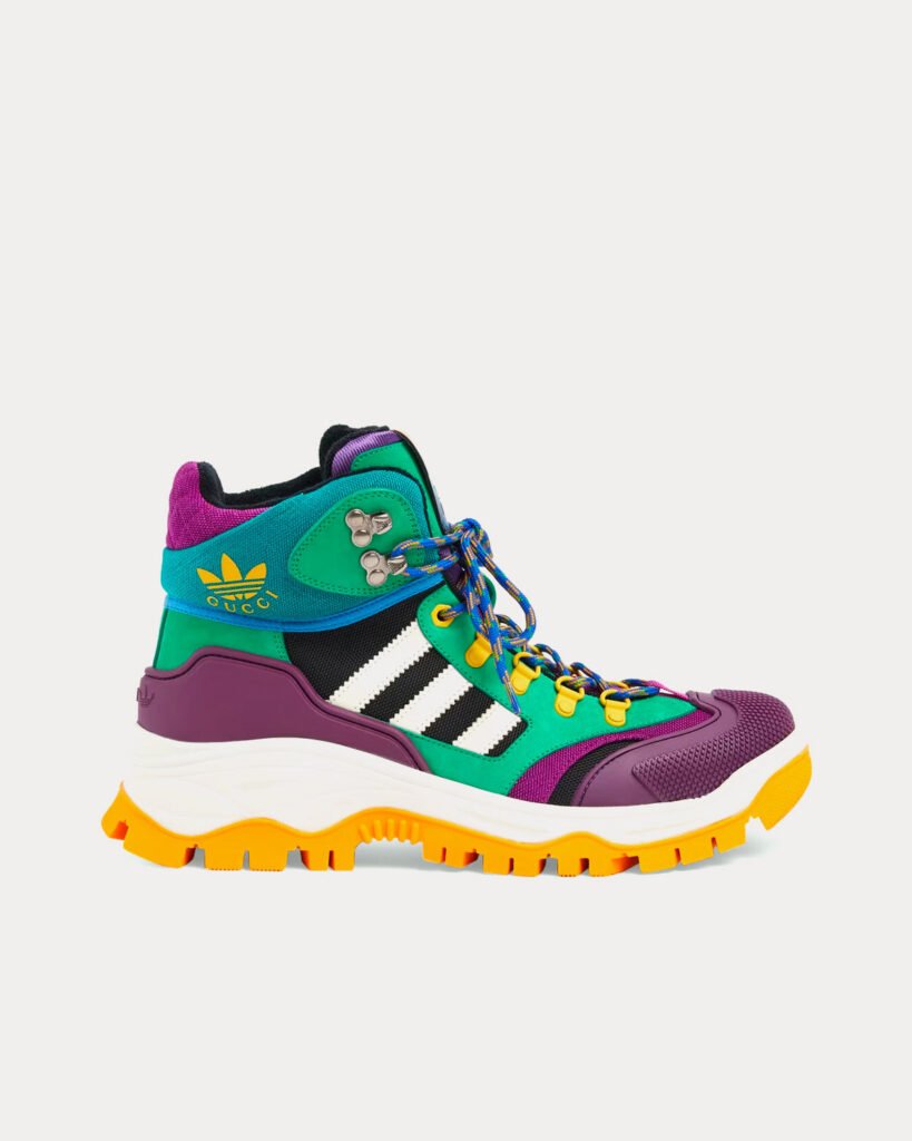 Baskets montantes à lacets Adidas x Gucci violettes/vertes