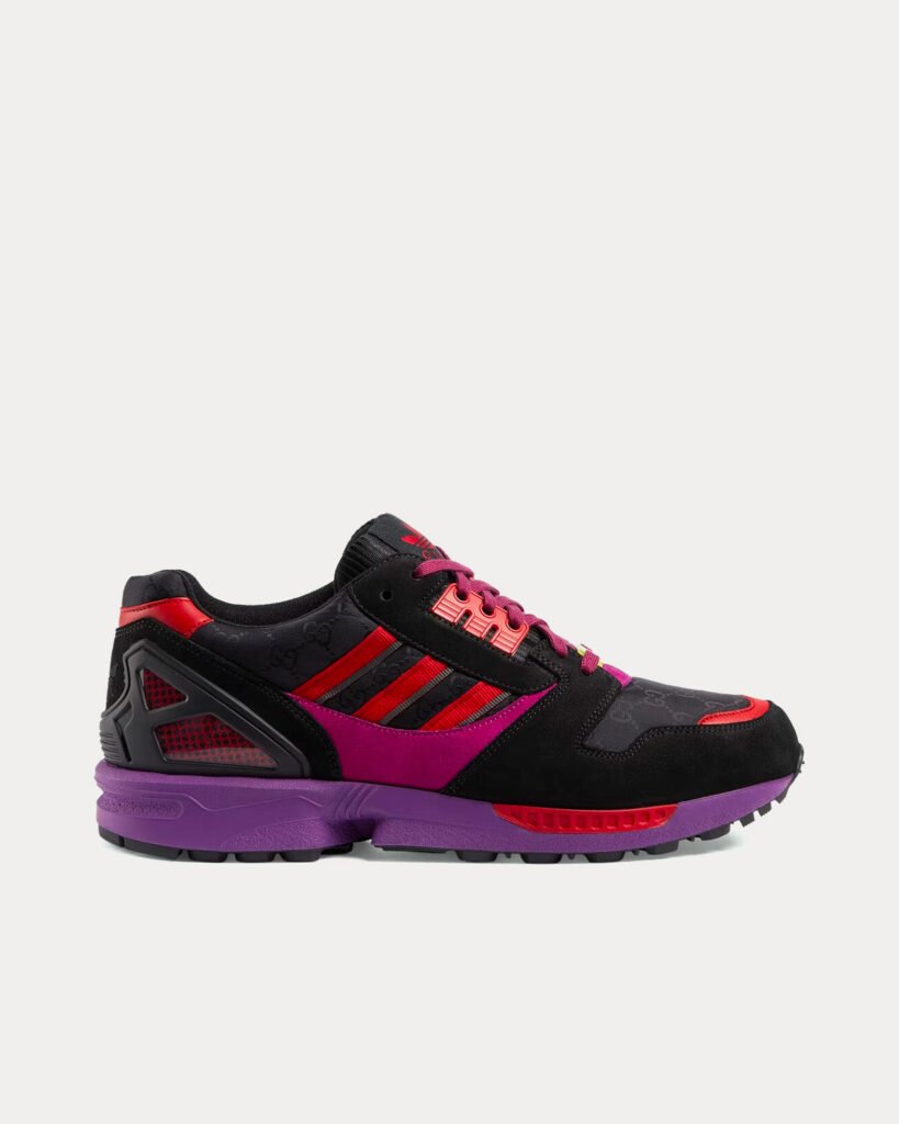 Baskets basses Adidas x Gucci ZX8000 GG en toile noir/violet