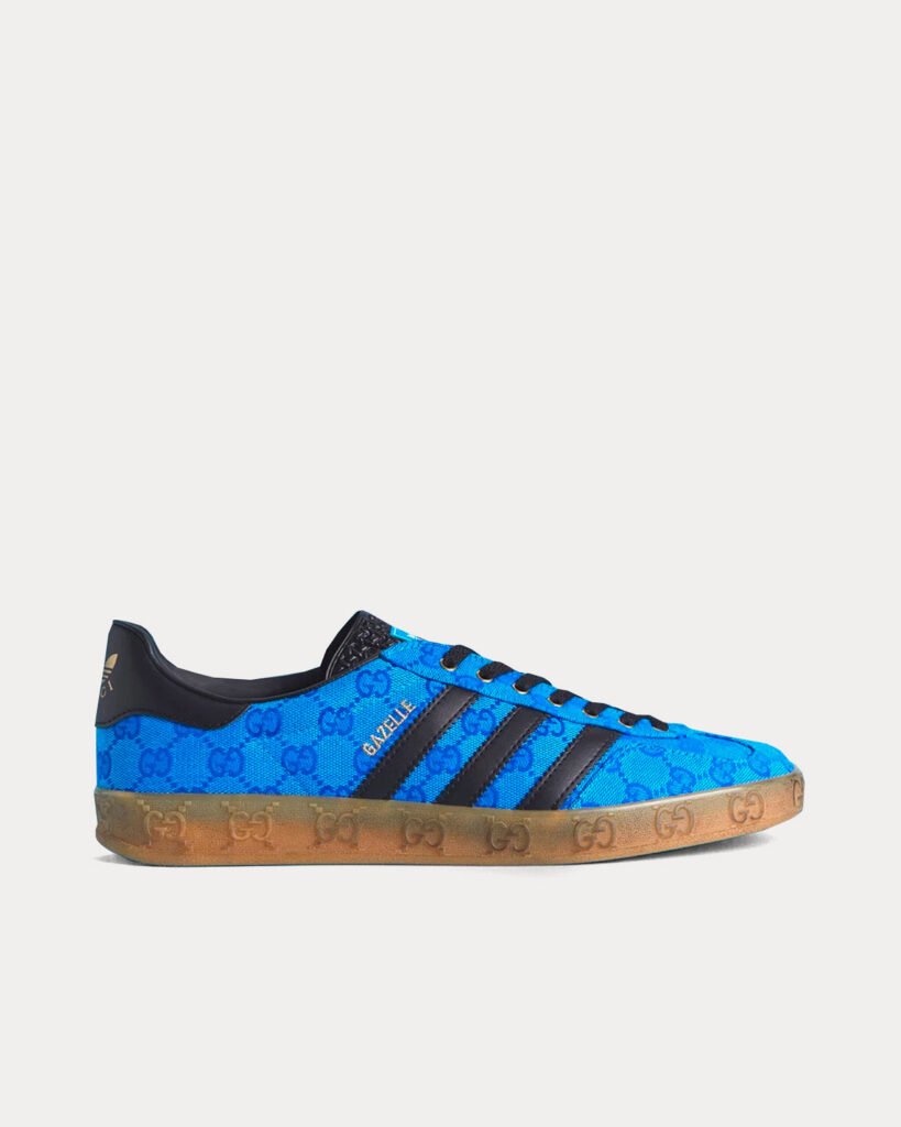 Baskets basses Adidas x Gucci Gazelle Original GG toile bleu / noir