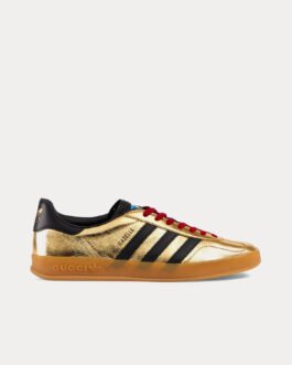 Baskets basses Adidas x Gucci Gazelle en cuir métallisé doré