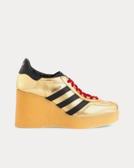 Baskets basses compensées Adidas x Gucci Gazelle métallisées dorées