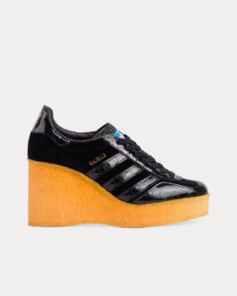 Baskets basses compensées en velours noir Adidas x Gucci Gazelle