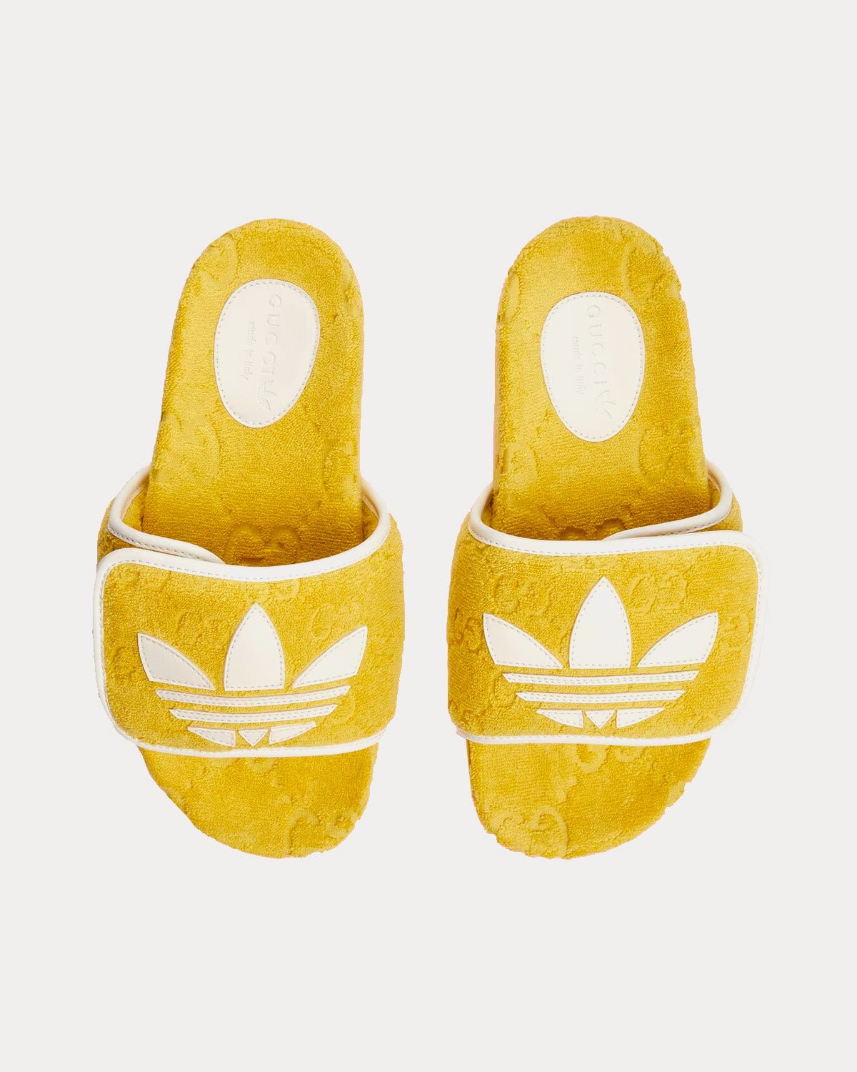 Sandales à plateforme en coton éponge jaune Adidas x Gucci GG – Image 2