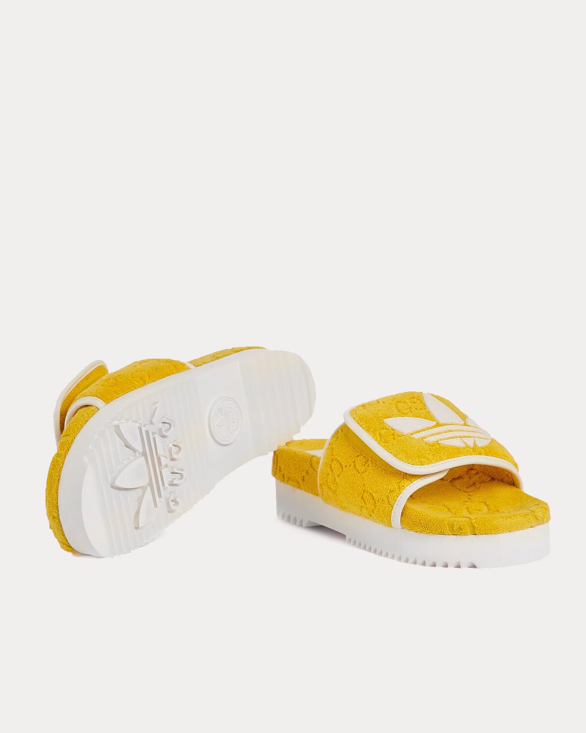 Sandales à plateforme en coton éponge jaune Adidas x Gucci GG – Image 3