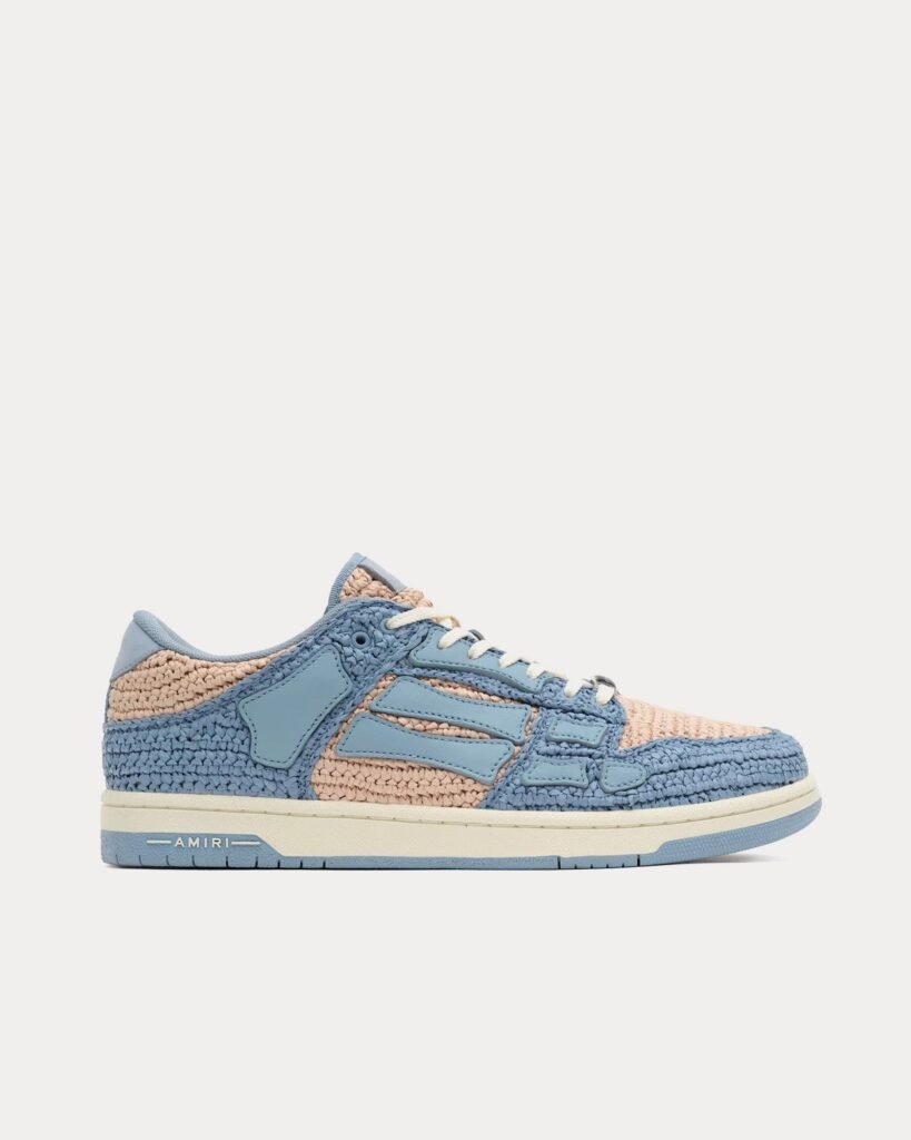 Baskets basses bleues en raphia Skel-Top