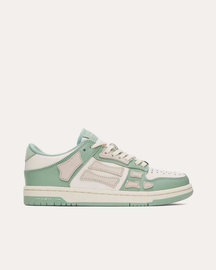Baskets basses en cuir Skel-Top vert menthe/blanc
