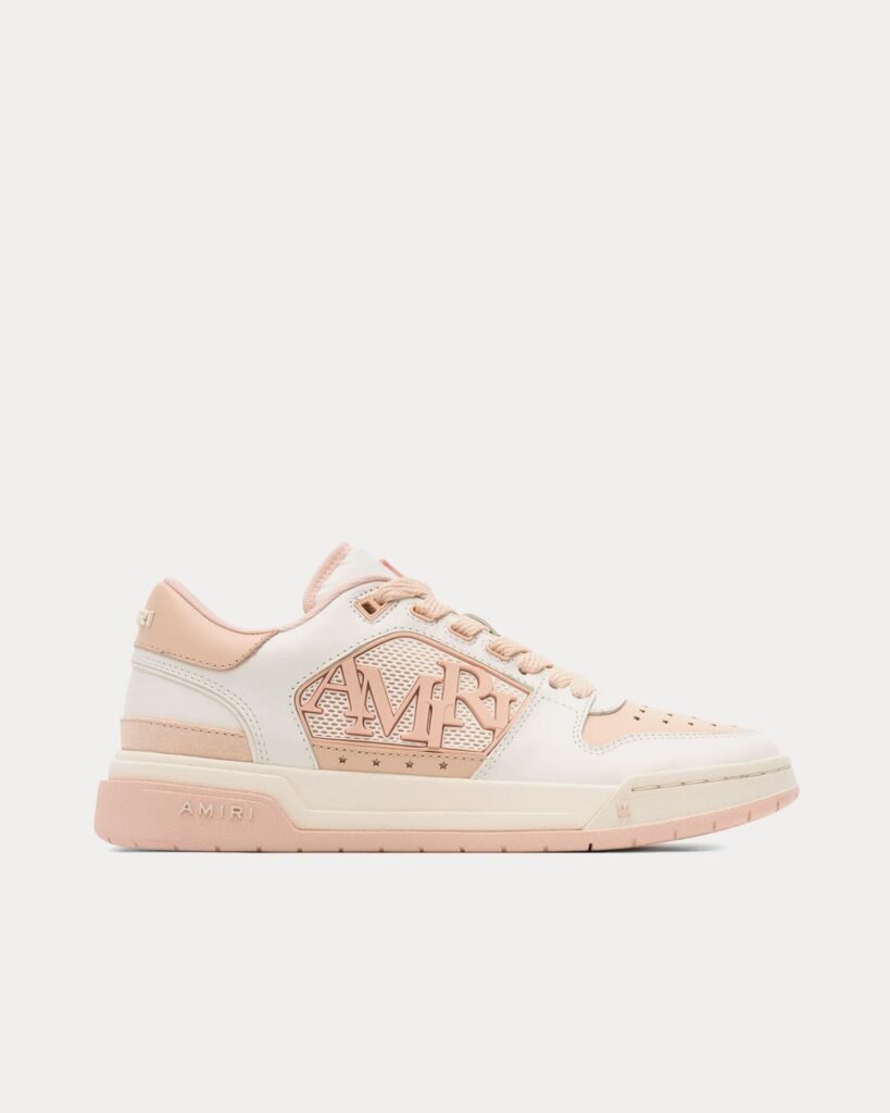 Baskets basses classiques blanches et roses