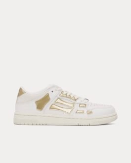 Baskets basses en cuir blanc/doré métallisé Skel-Top