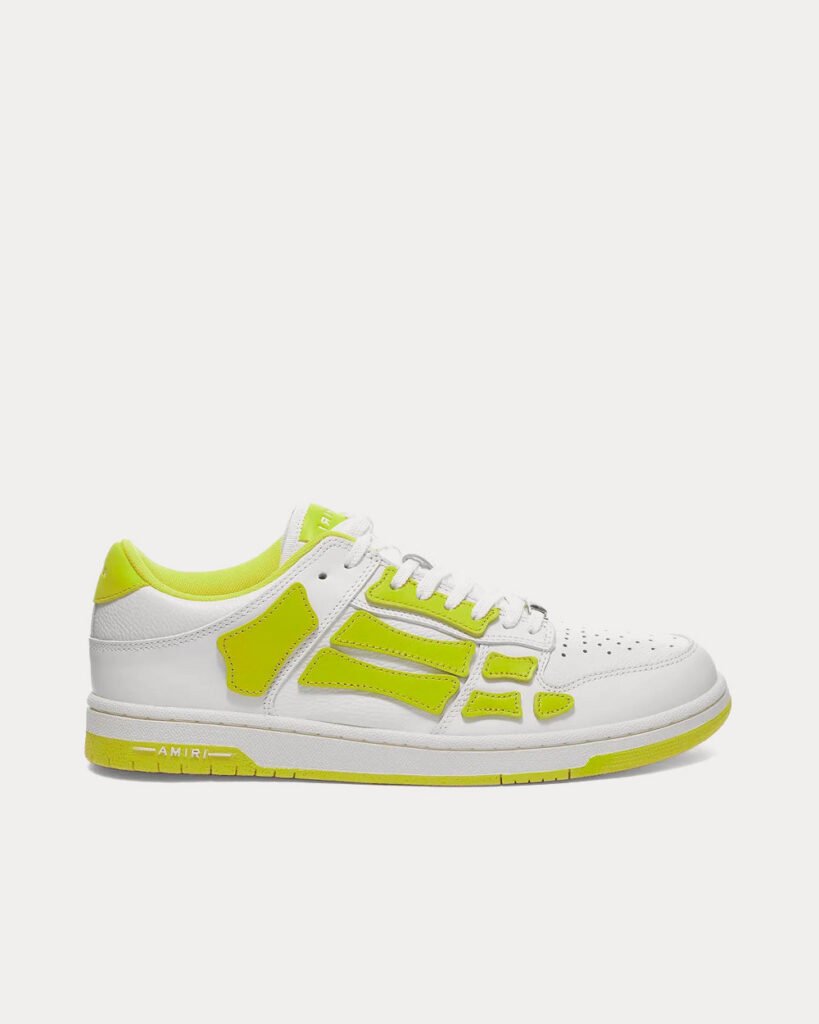 Baskets basses Skel Top blanches/citron vert