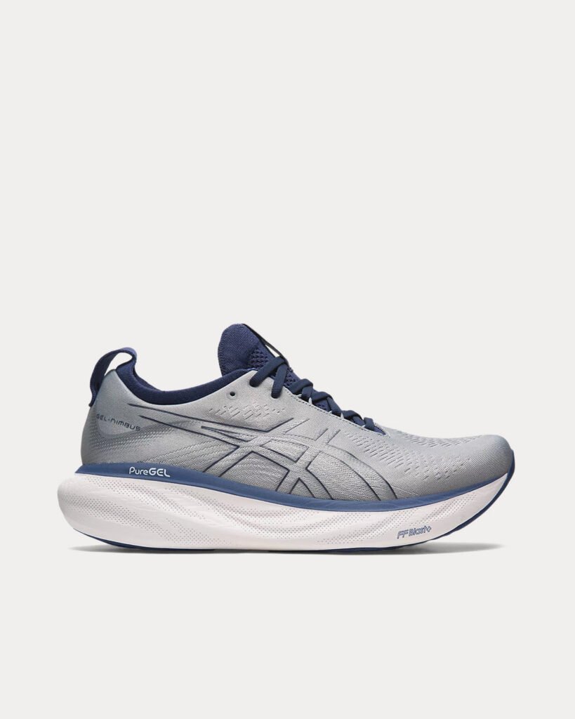 AsicsGel-Nimbus 25 Sheet Rock / Indigo bleu Chaussures de running