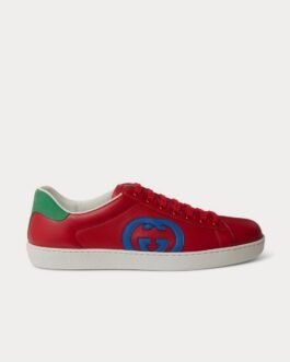 Baskets basses rouges en cuir et daim Gucci Ace