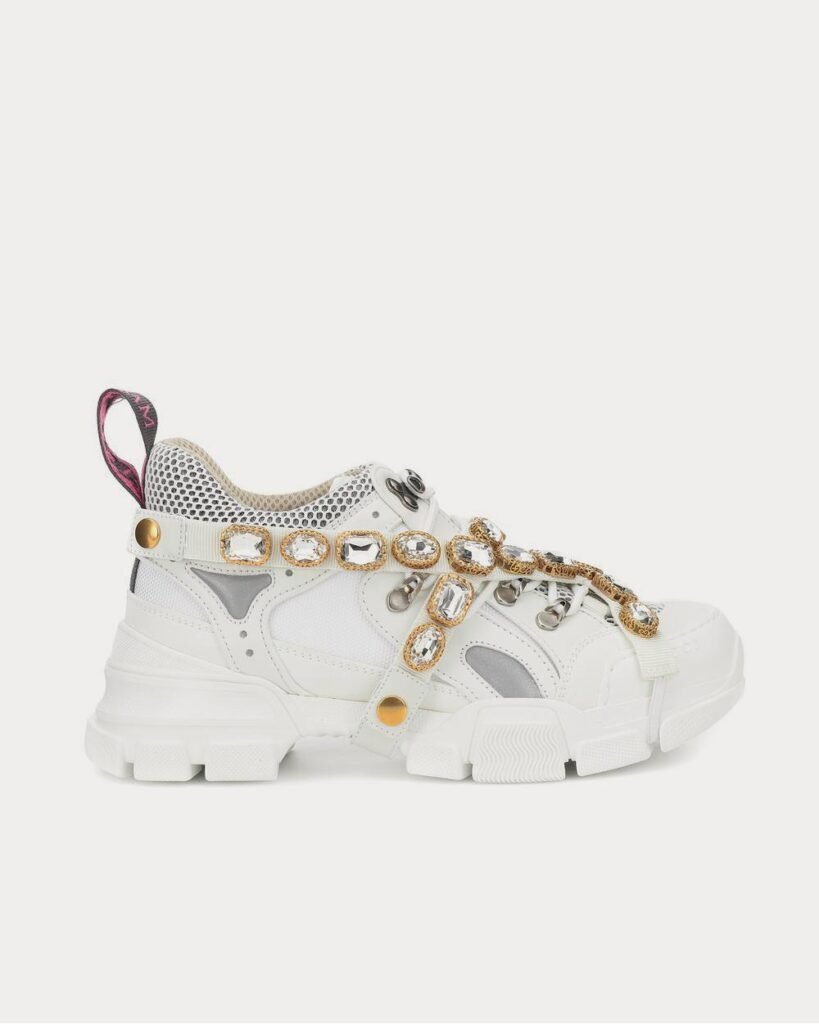 Baskets basses blanches ornées Gucci Flashtrek