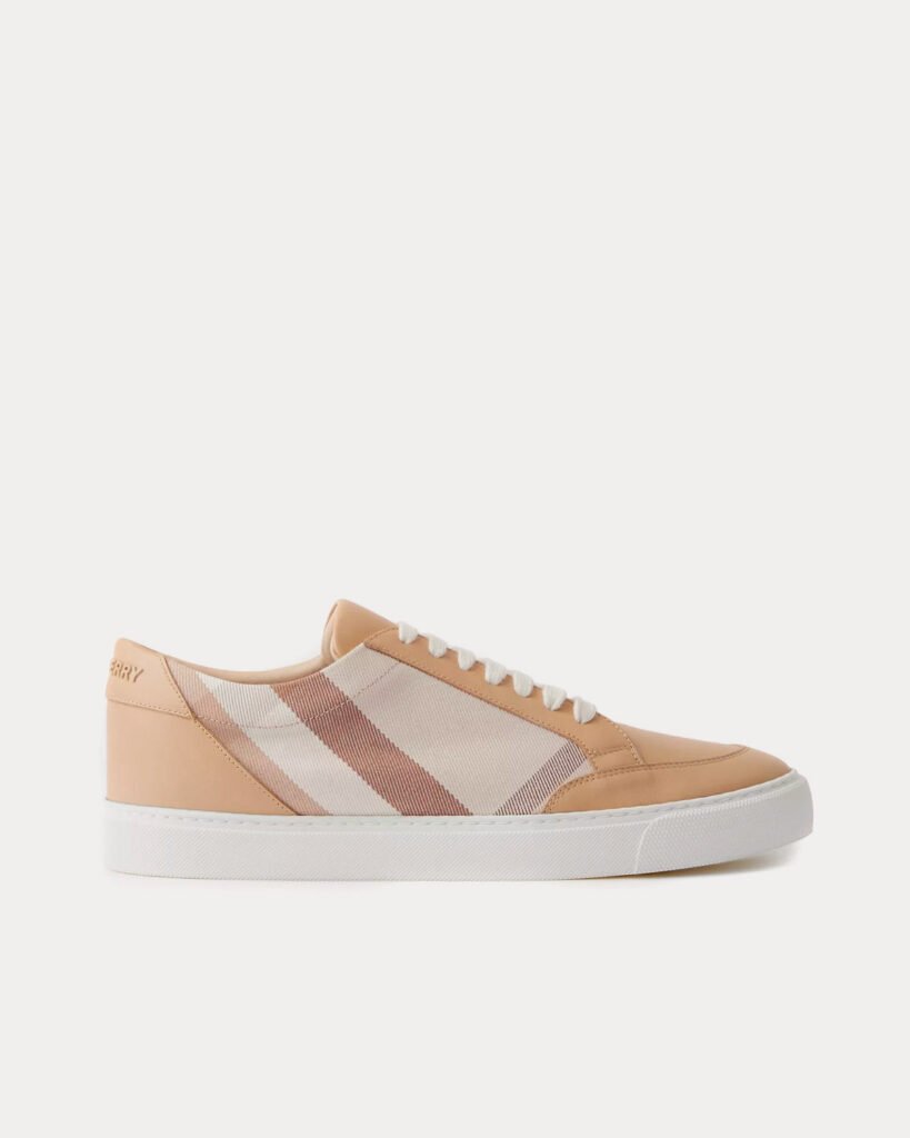 Baskets basses Burberry en coton et cuir à carreaux fauves doux