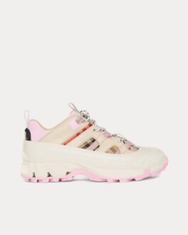 Baskets basses Burberry Arthur Check en coton et cuir pêche pâle