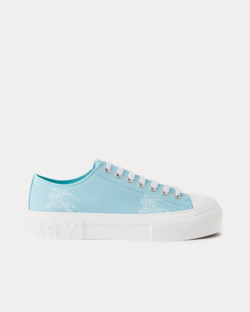 Baskets basses Burberry EKD en coton bleu pâle à imprimé
