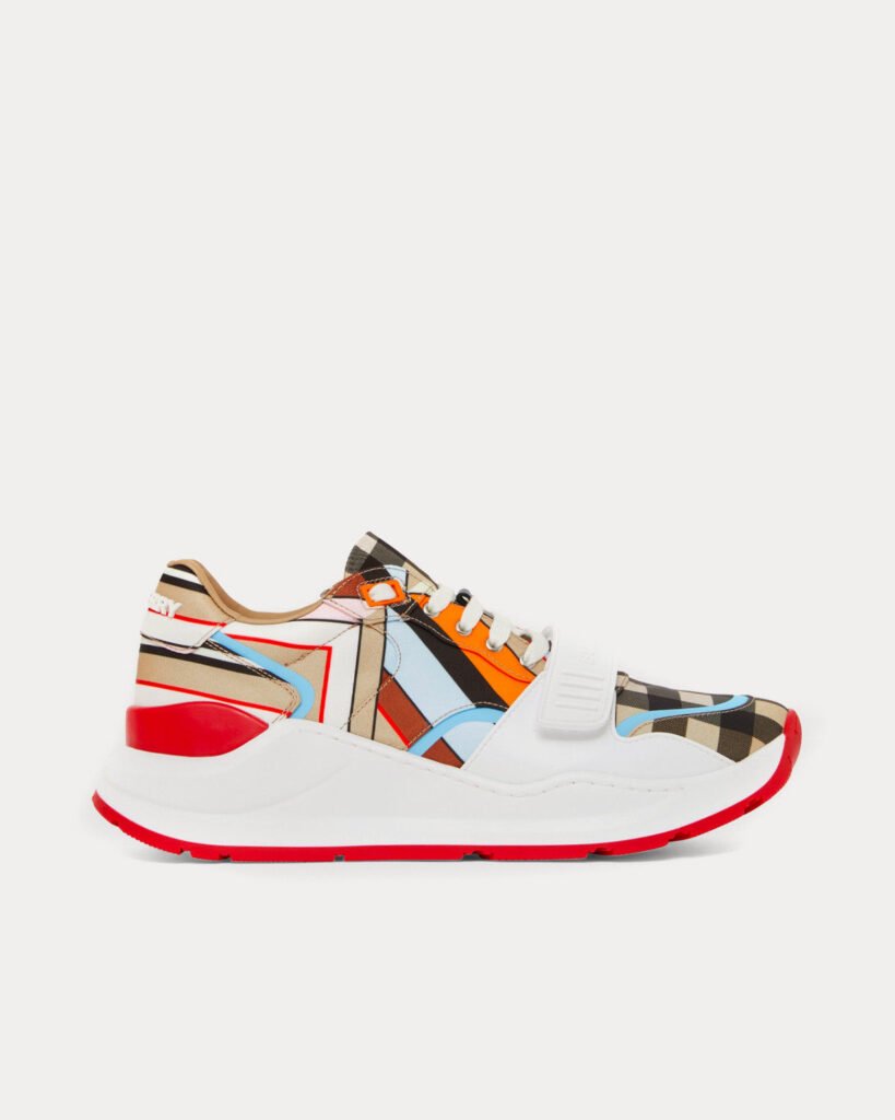 Baskets basses Burberry Montage en nylon imprimé multicolore