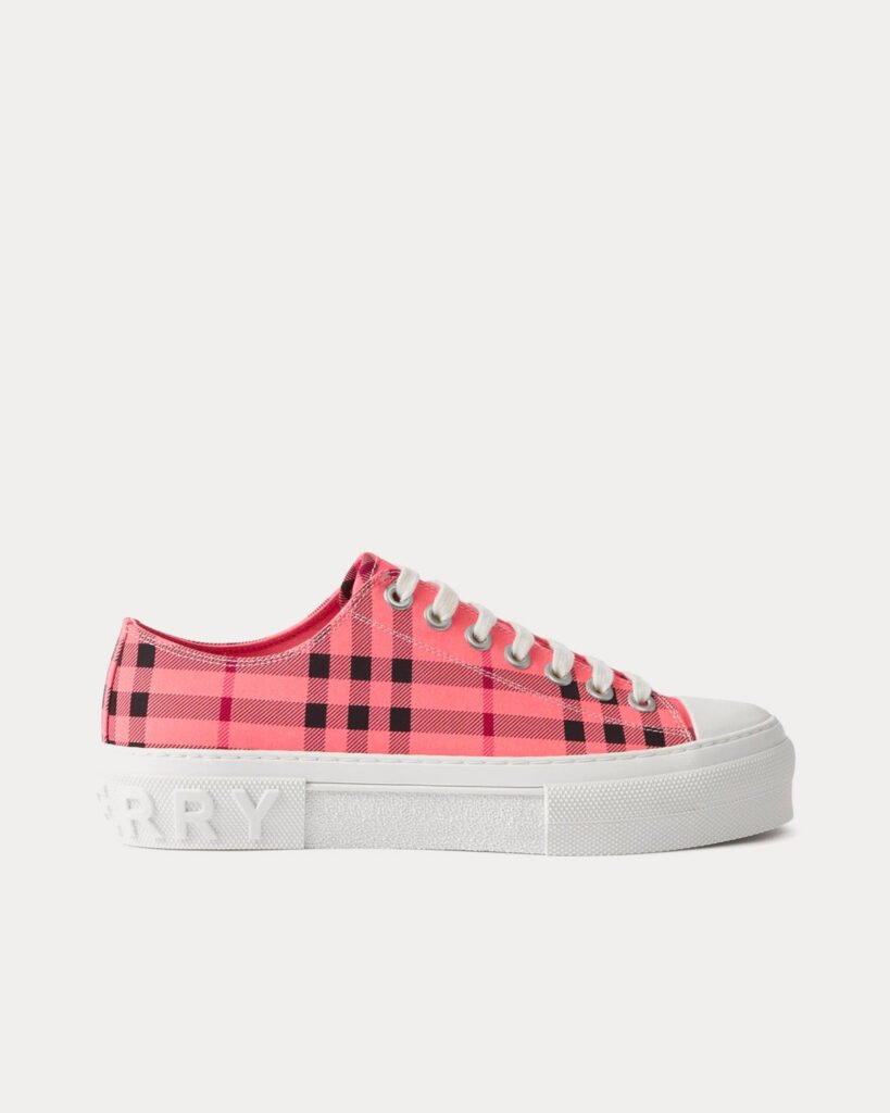 Baskets basses Burberry en coton à carreaux rose bonbon