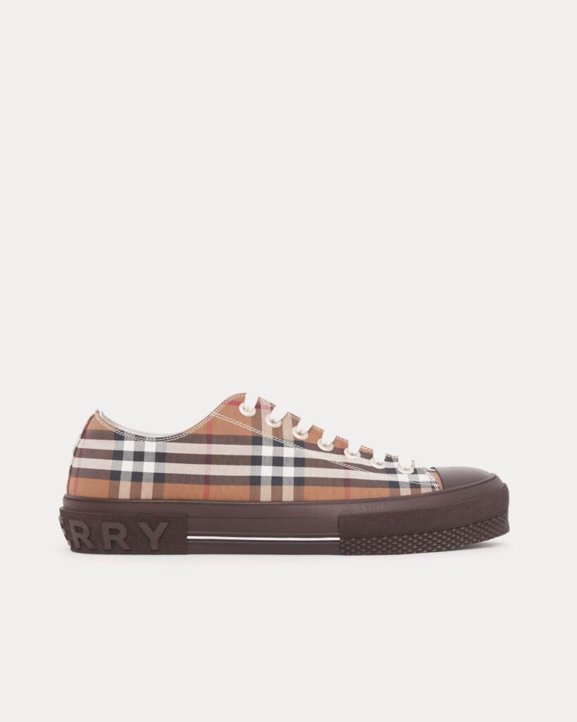 Baskets basses Burberry en coton à carreaux vintage marron bouleau