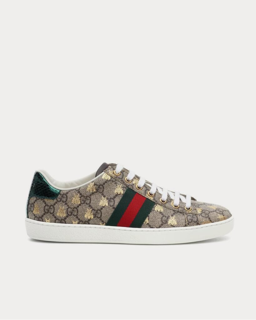 Baskets basses marron en toile imprimée Gucci Ace