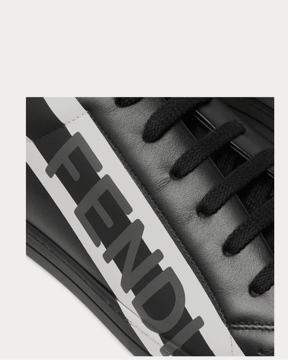 Baskets basses noires en cuir à imprimé logo Fendi – Image 4