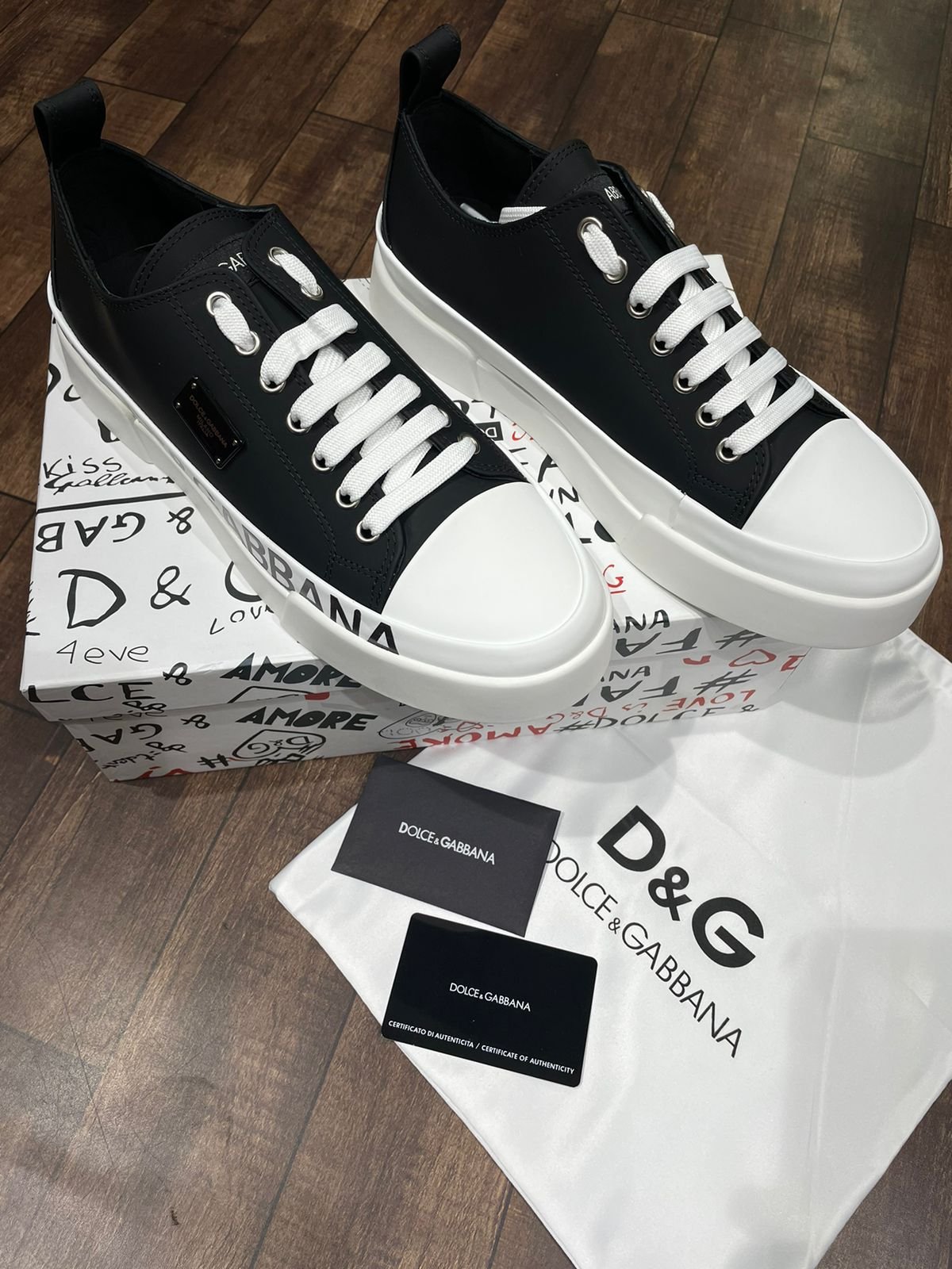 DOLCE & GABBANA || BASKETS PORTOFINO EN CUIR AVEC LOGO