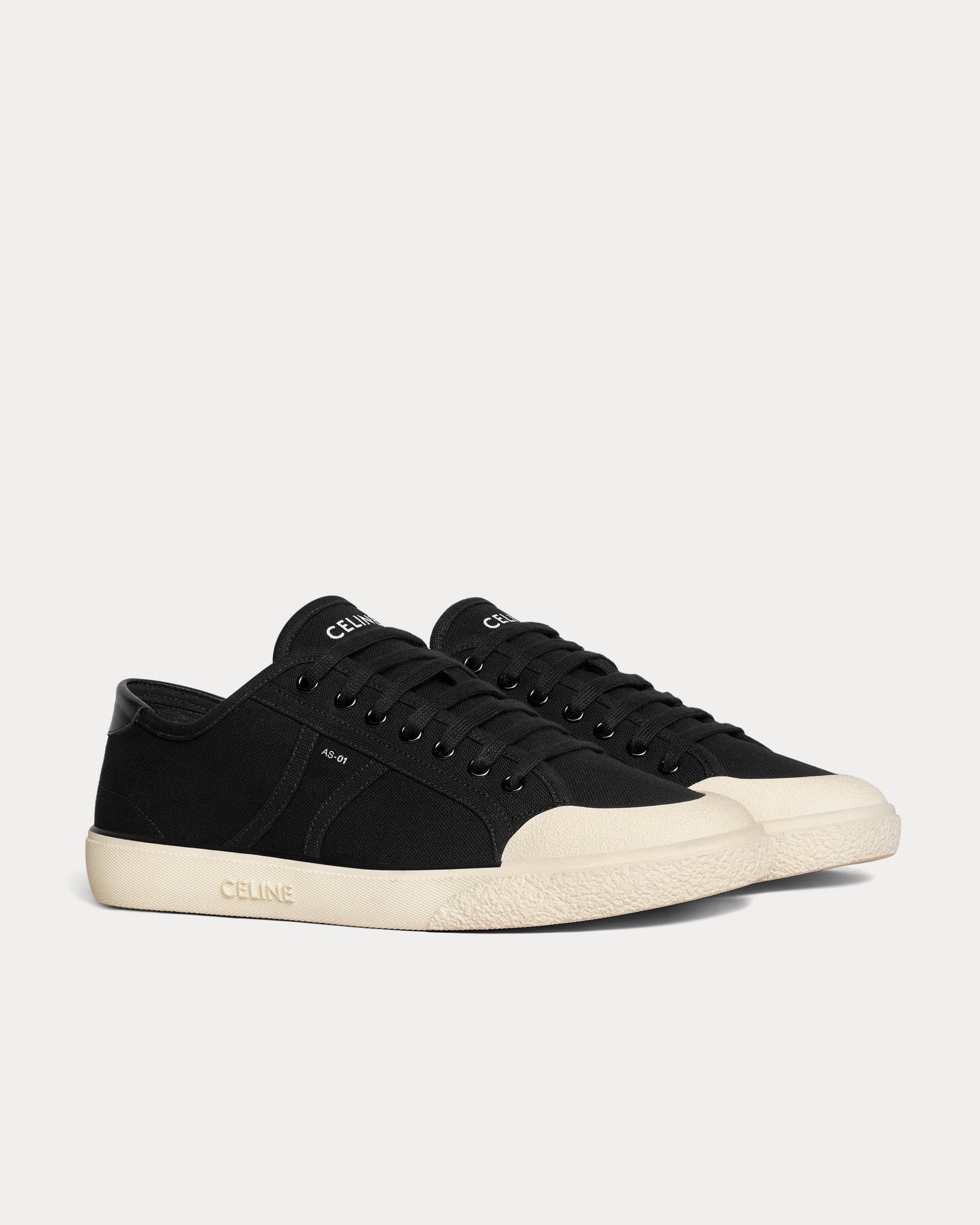 Baskets basses noires Celine AS-01 Alan en toile et cuir de veau – Image 2