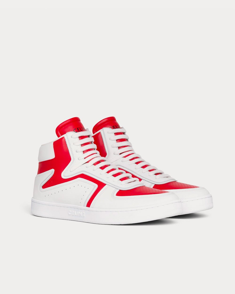 Baskets montantes Céline CT-01 « Z » en cuir de veau blanc optique/rouge – Image 2