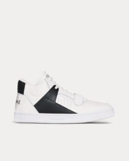 Baskets mi-hautes Céline CT-02 en cuir de veau scratch blanc optique / noir