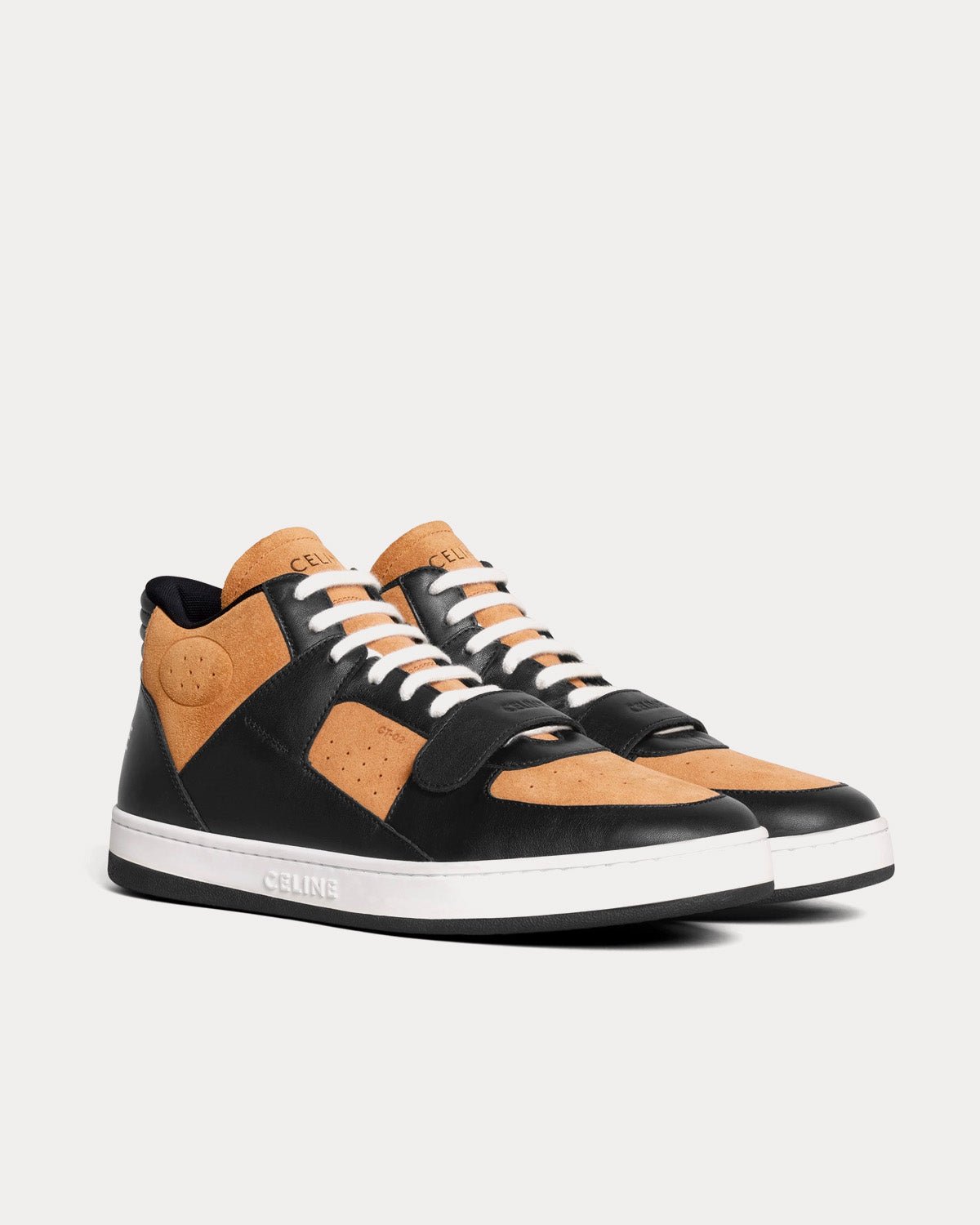 Baskets mi-hautes Céline CT-02 Scratch en daim et cuir de veau noir/beige – Image 2