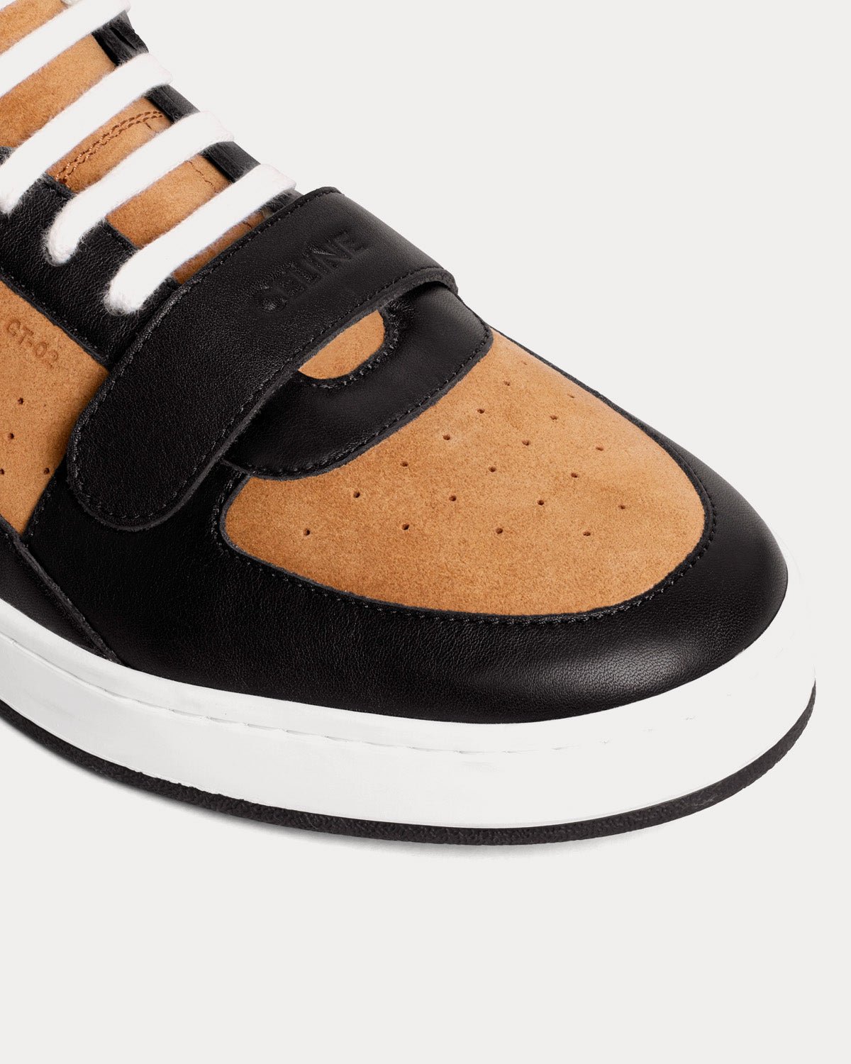 Baskets mi-hautes Céline CT-02 Scratch en daim et cuir de veau noir/beige – Image 4