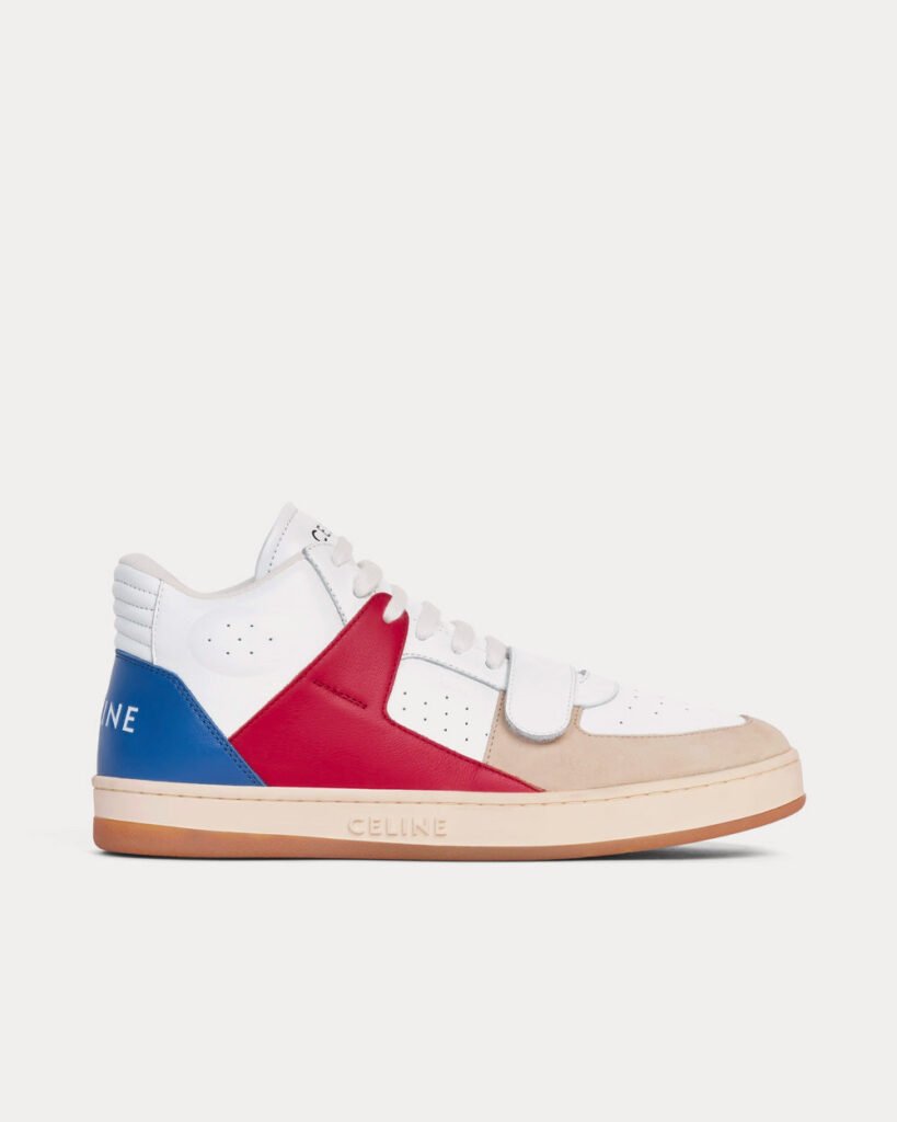 Baskets mi-hautes Céline CT-02 en cuir blanc/rouge/bleu/ivoire