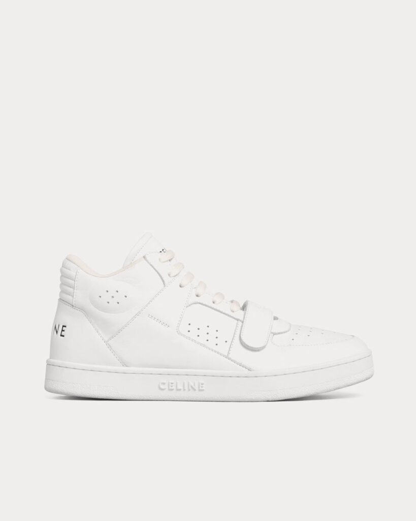 Baskets montantes Céline CT-02 Mid avec scratch en cuir de veau blanc optique