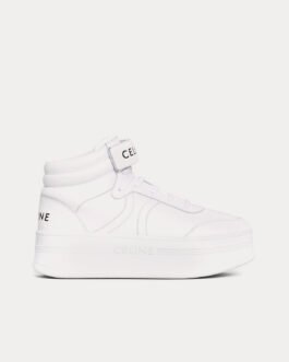 Baskets mi-hautes Celine Mid Block Wedge en cuir de veau scratch blanc optique