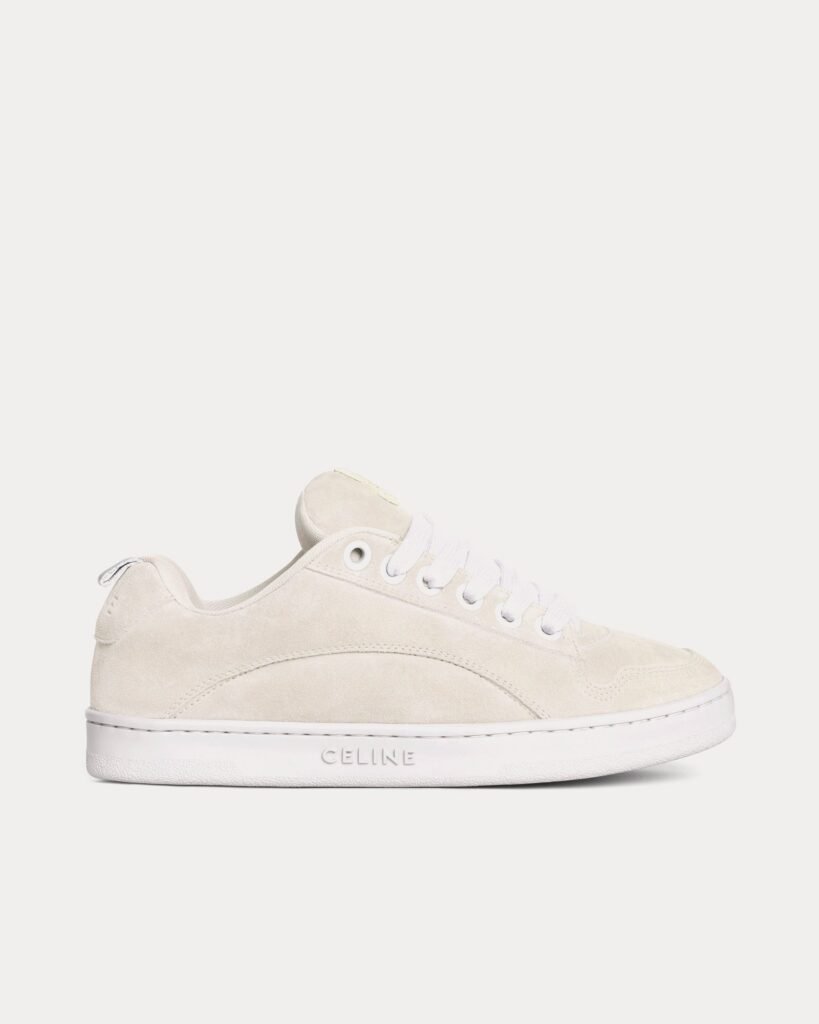 Baskets basses Celine Huntington en daim et maille blanc optique