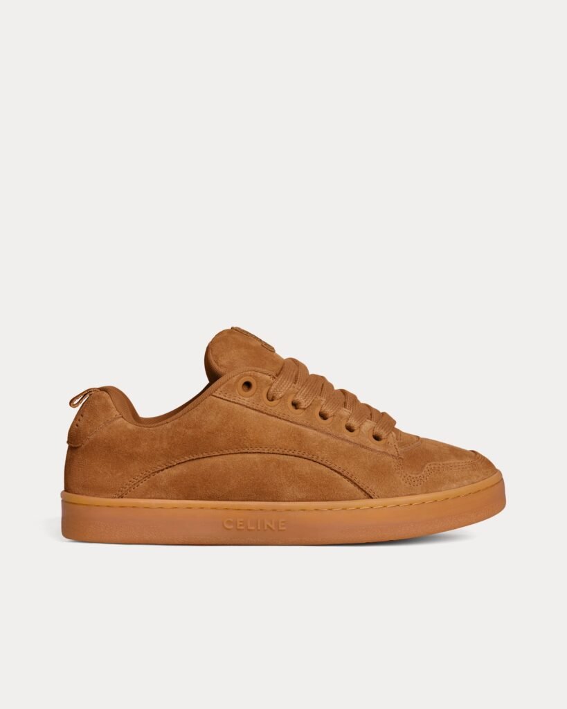 Baskets basses Celine Huntington en daim et maille marron
