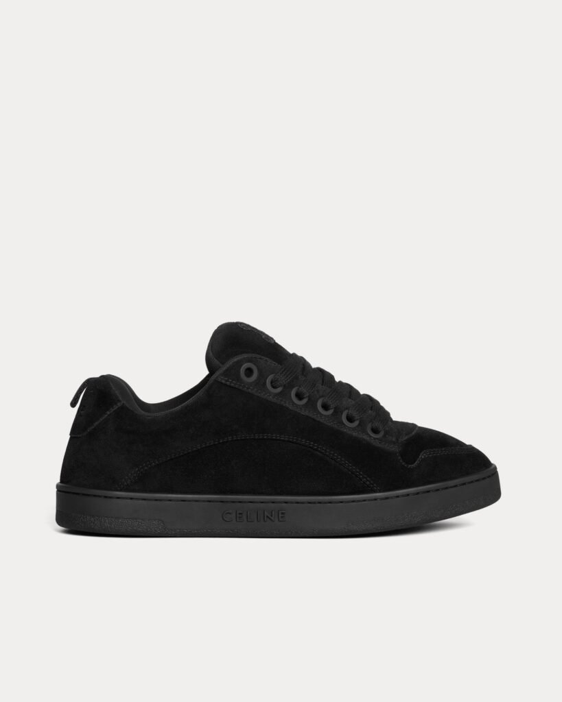 Baskets basses noires Celine Huntington en cuir de veau suédé et mesh