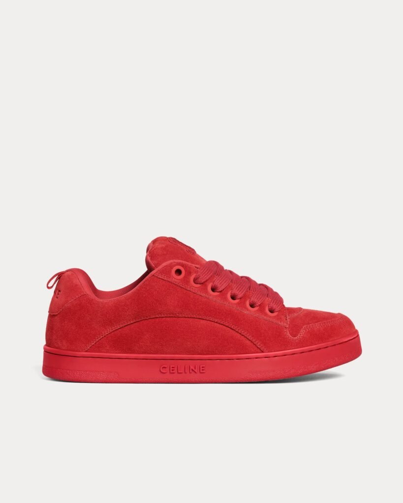 Baskets basses Celine Huntington en daim et maille rouges