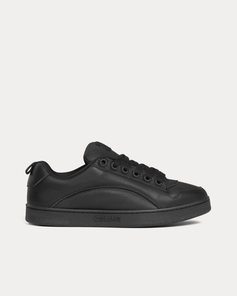 Baskets basses noires Celine Huntington en cuir vieilli et mesh