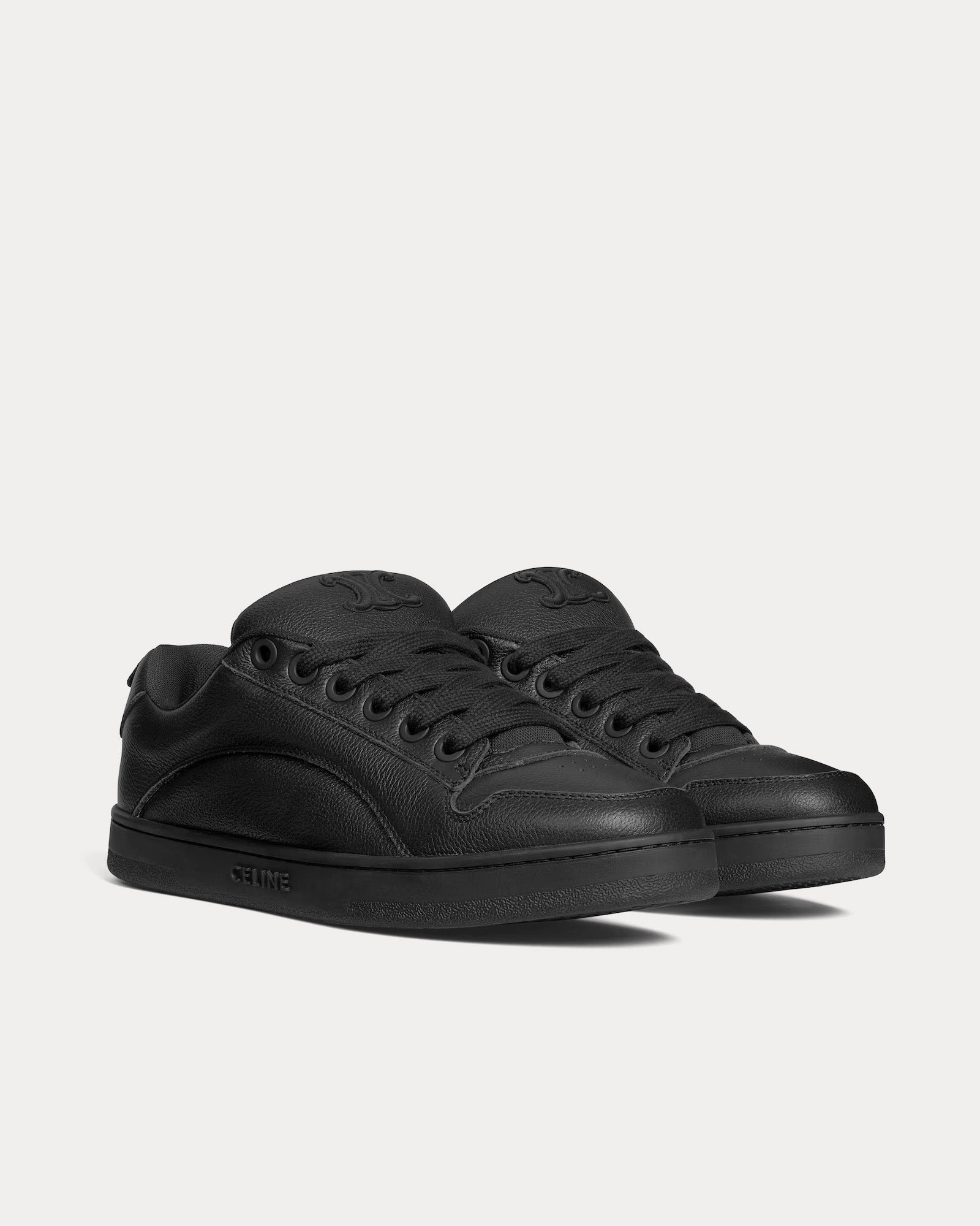 Baskets basses noires Celine Huntington en cuir vieilli et mesh