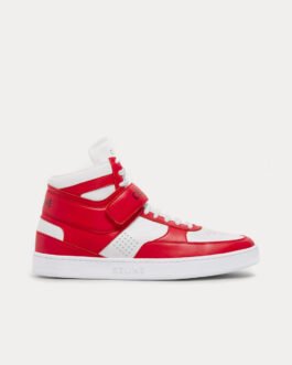 Baskets montantes Céline CT-03 Scratch en cuir de veau rouge/blanc optique