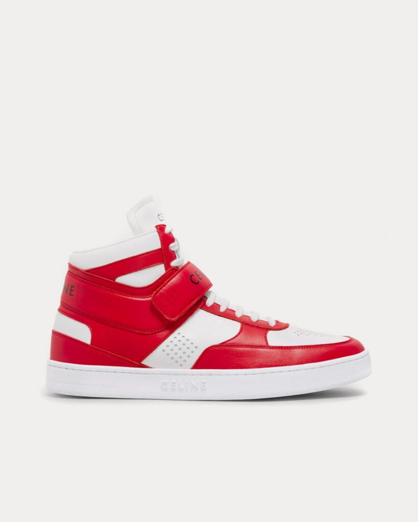 Baskets montantes Céline CT-03 Scratch en cuir de veau rouge/blanc optique