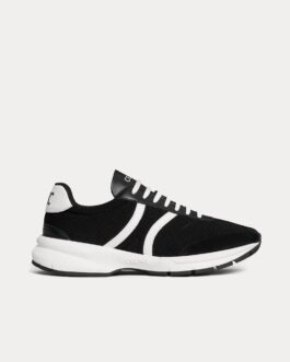 Baskets basses Celine CR-01 Runner en mesh, cuir de veau et daim noir/blanc optique