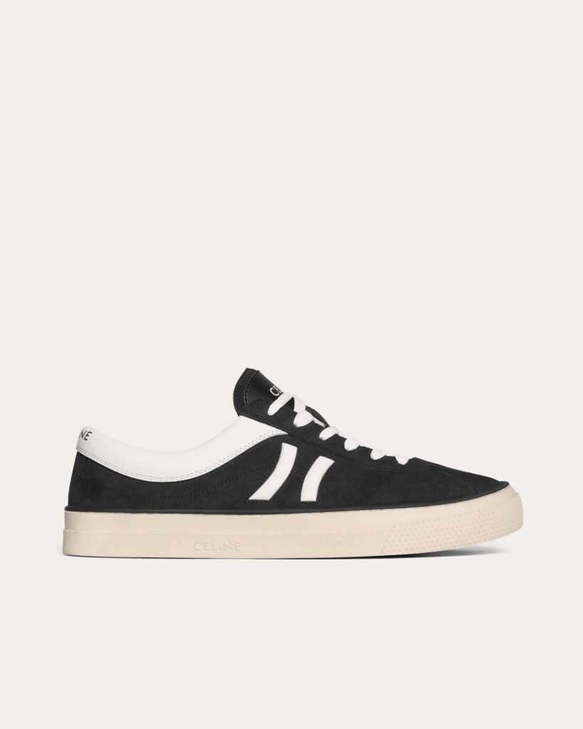 Baskets basses Céline Sunset en daim et cuir de veau noir/blanc optique
