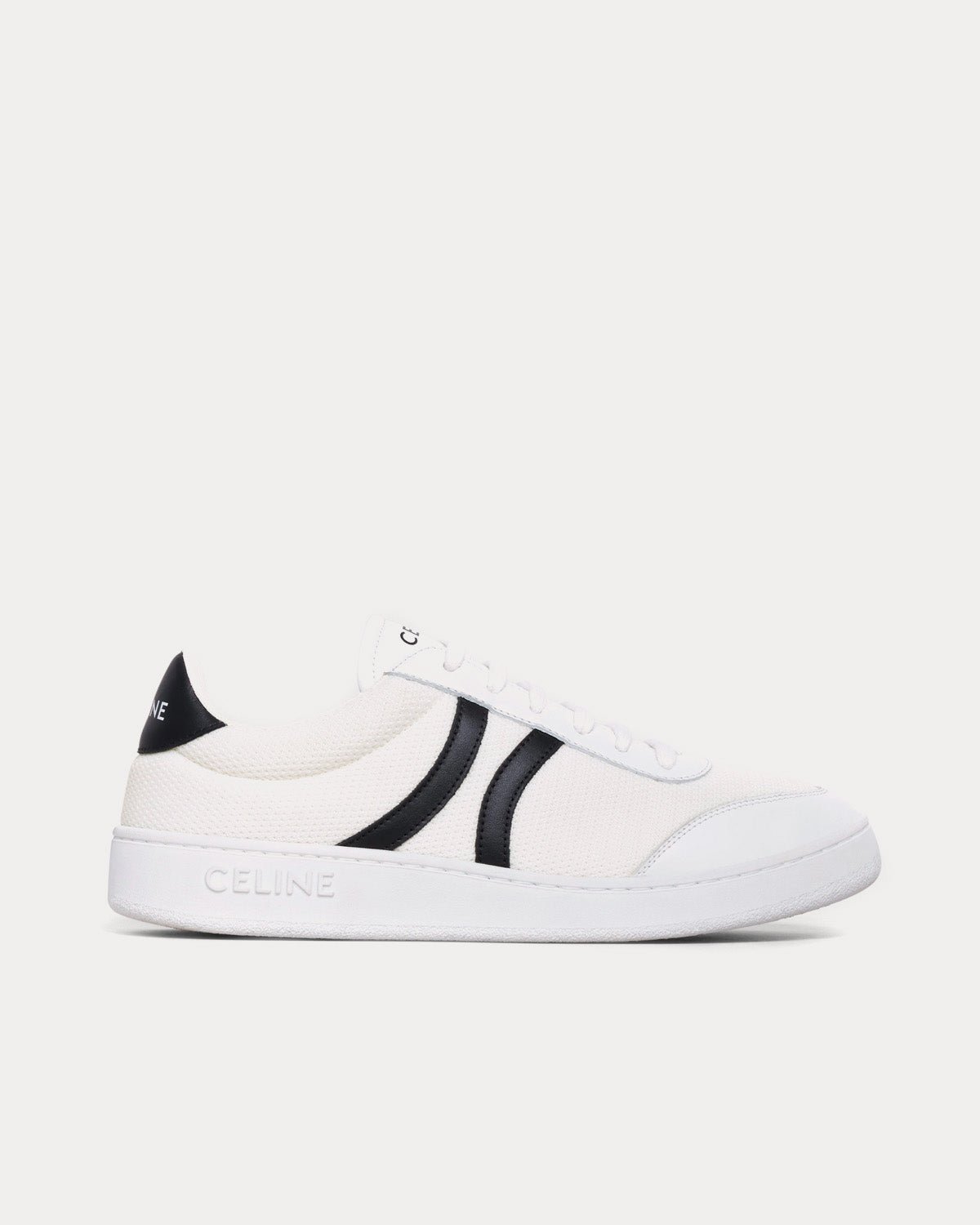 Baskets basses Céline Tennis en maille et cuir de veau blanc optique / noir