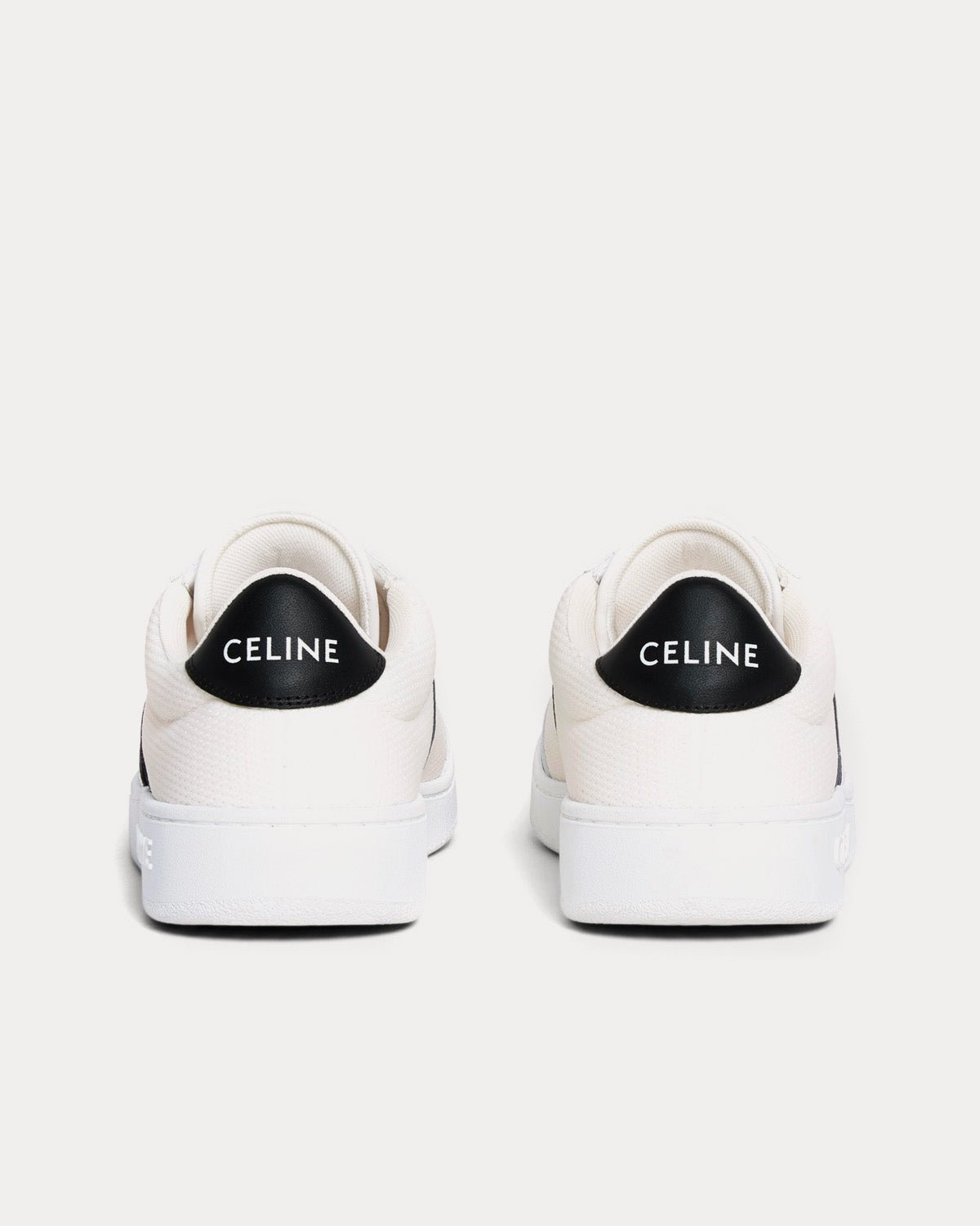 Baskets basses Céline Tennis en maille et cuir de veau blanc optique / noir – Image 3