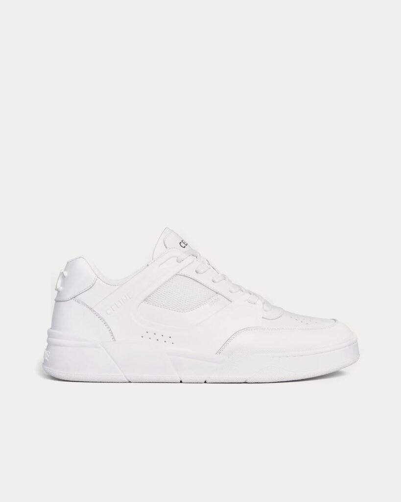Baskets basses Céline CT-09 en cuir de veau et mesh blanc optique