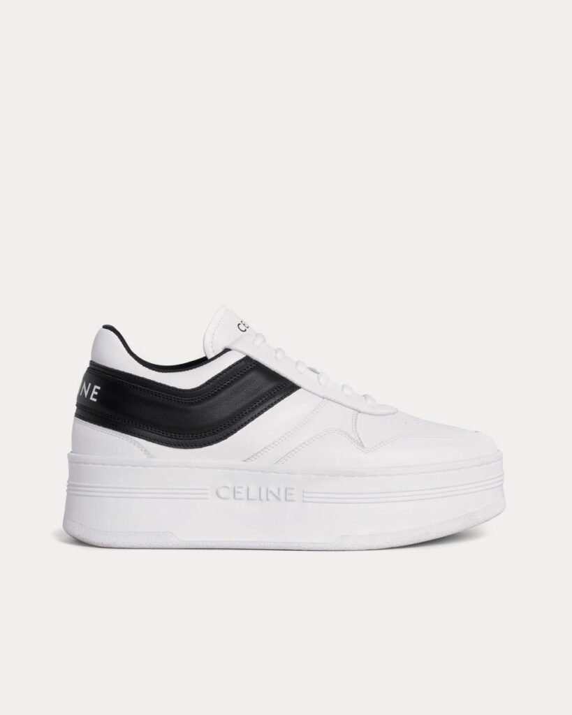 Baskets basses Celine Block à semelle compensée blanc optique / noir