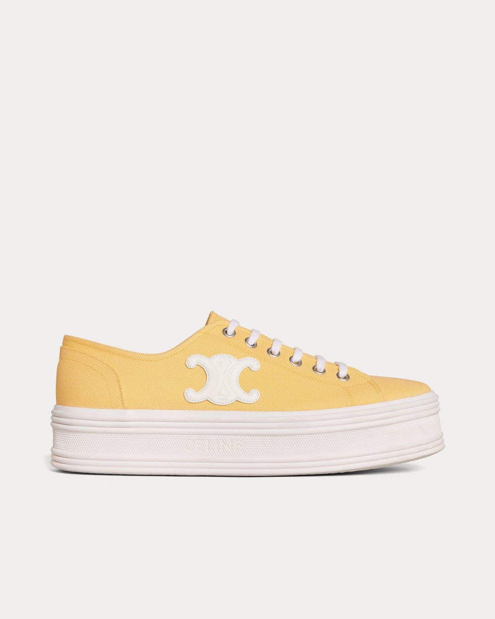 Baskets basses jaunes à lacets Celine Jane en toile et cuir de veau